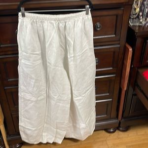 Byrn Walker 100% linen wide leg pants - color - cream, size 2x